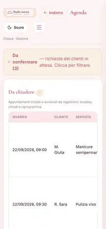 L'agenda in vista settimana, con più operatrici